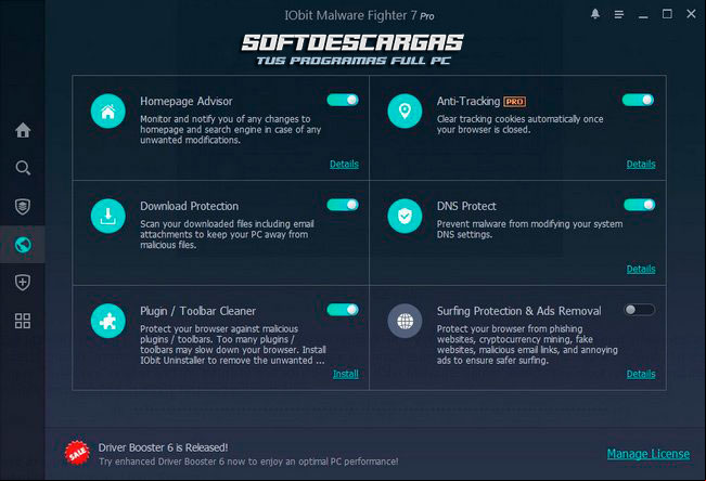 Características de IObit Malware Fighter Pro 8.0