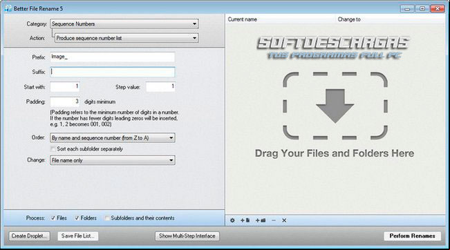Características del software Better File Rename Full