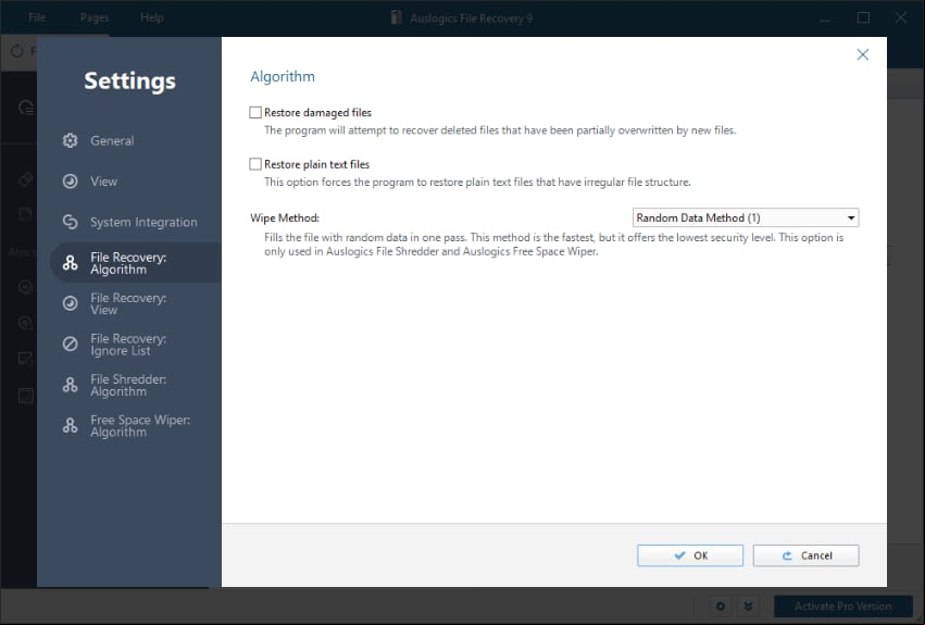 Características Auslogics File Recovery Pro