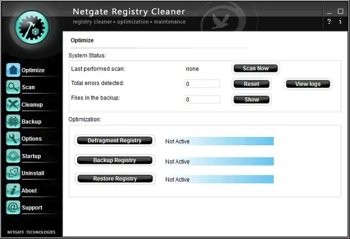Características NETGATE Registry Cleaner
