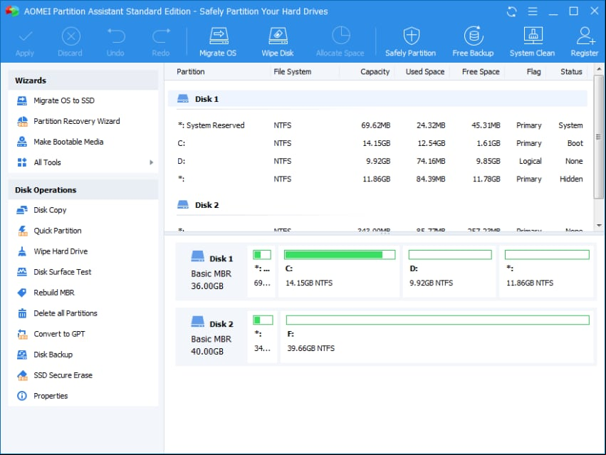 Características de AOMEI Partition Assistant 8