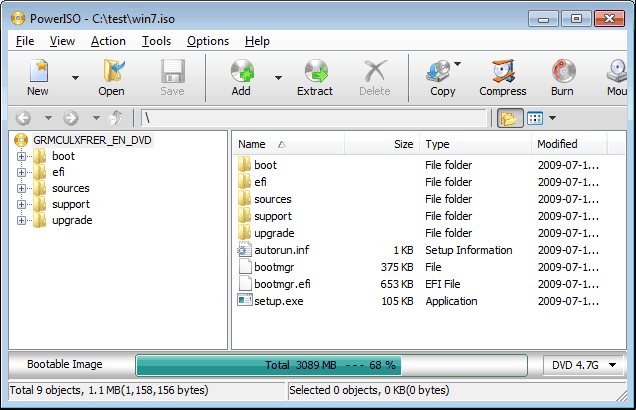 PowerISO 7.5 Crear, grabar, montar, editar, comprimir